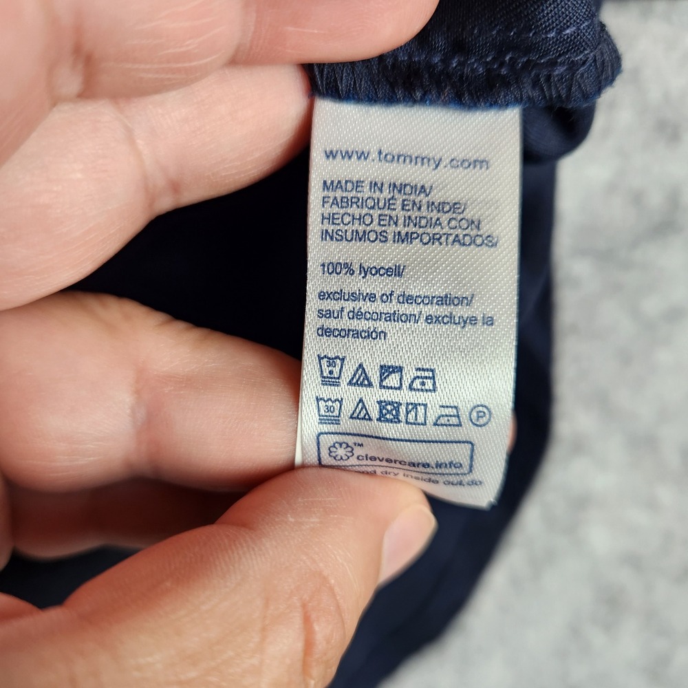 NWT Tommy Hilfiger Utility Shirt Women‎ XL Blue Lyocell Roll Tab Blouse Midnight - Picture 8 of 14